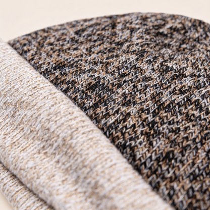 Reversible Grey Brown Beige Beanie