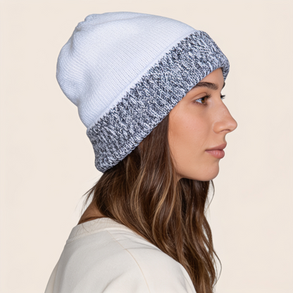 Reversible White & Grey Beanie
