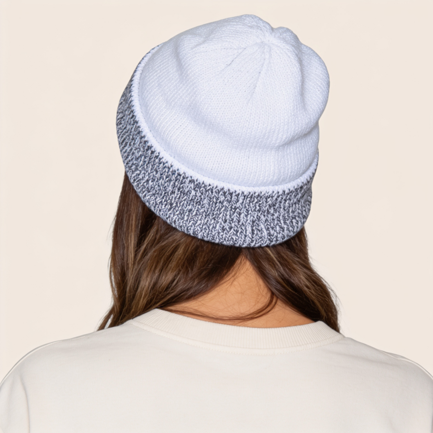 Reversible White & Grey Beanie