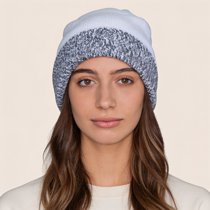 Reversible White & Grey Beanie