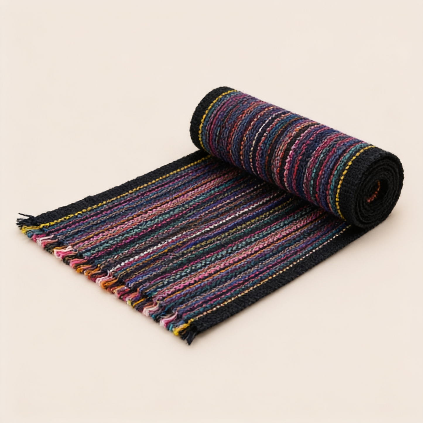 Black Multicolour Table Runner