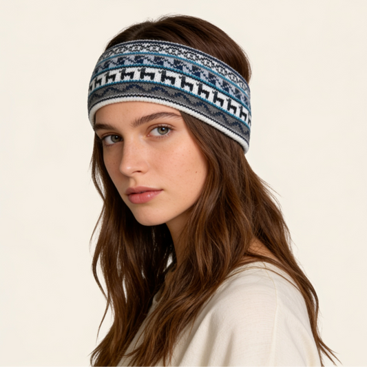 Alpaca & Cotton Headband - Grey Black
