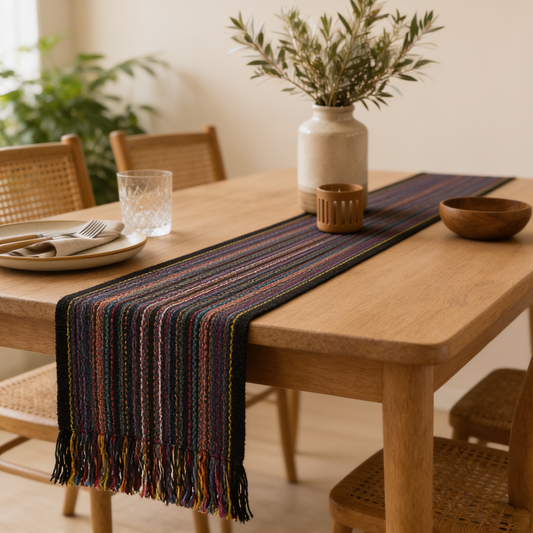 Black Multicolour Table Runner
