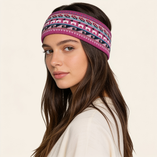 Alpaca & Cotton Headband – Grey Pink
