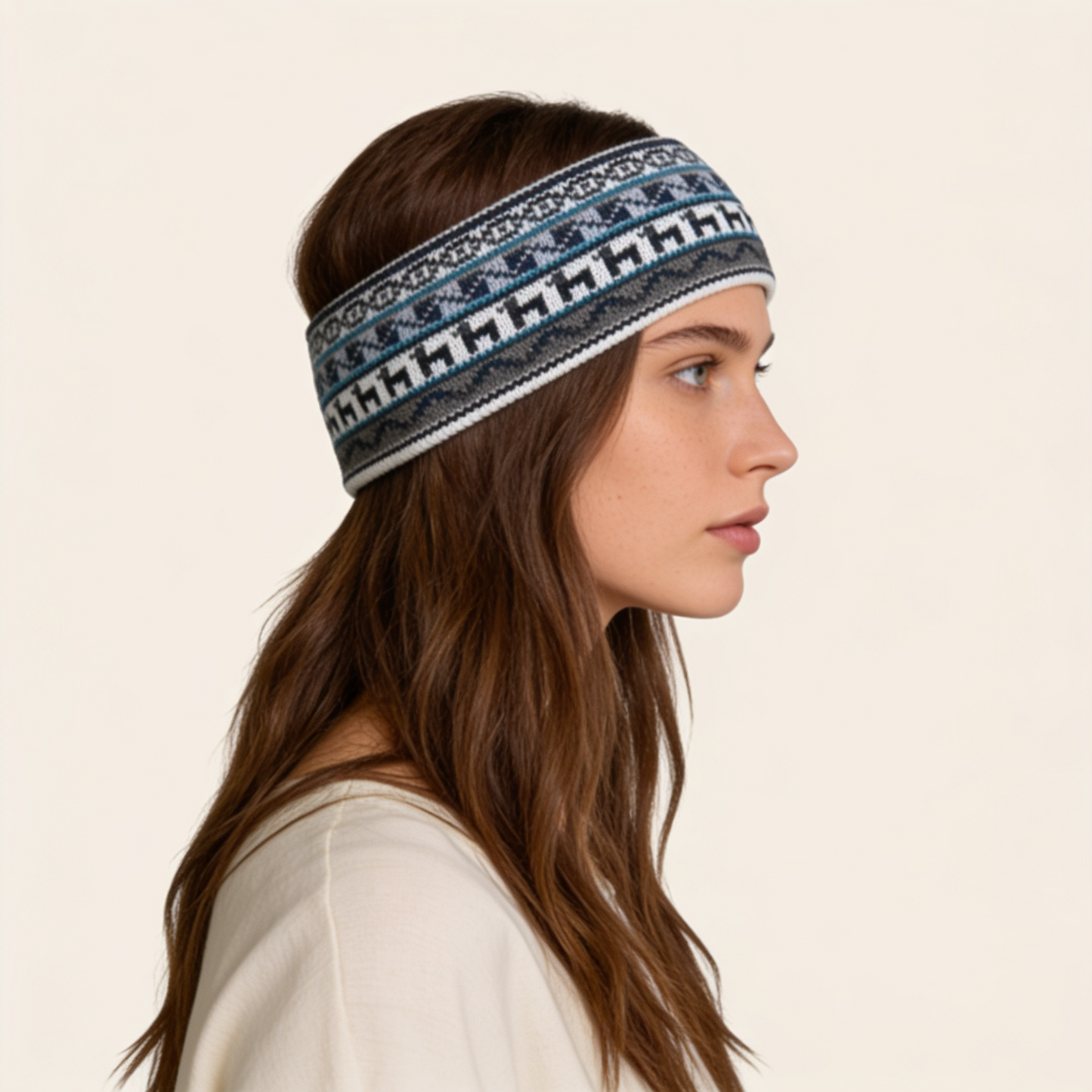 Alpaca & Cotton Headband - Grey Black