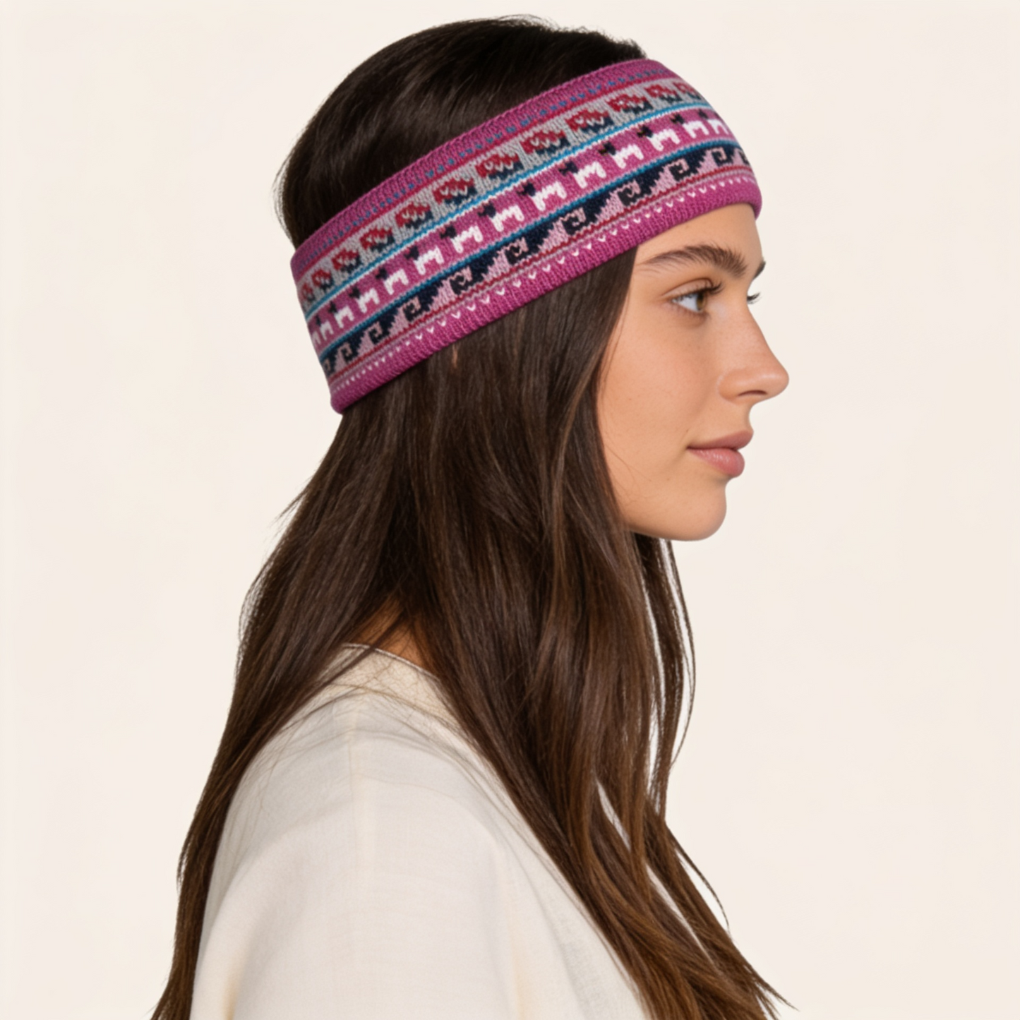 Alpaca & Cotton Headband – Grey Pink