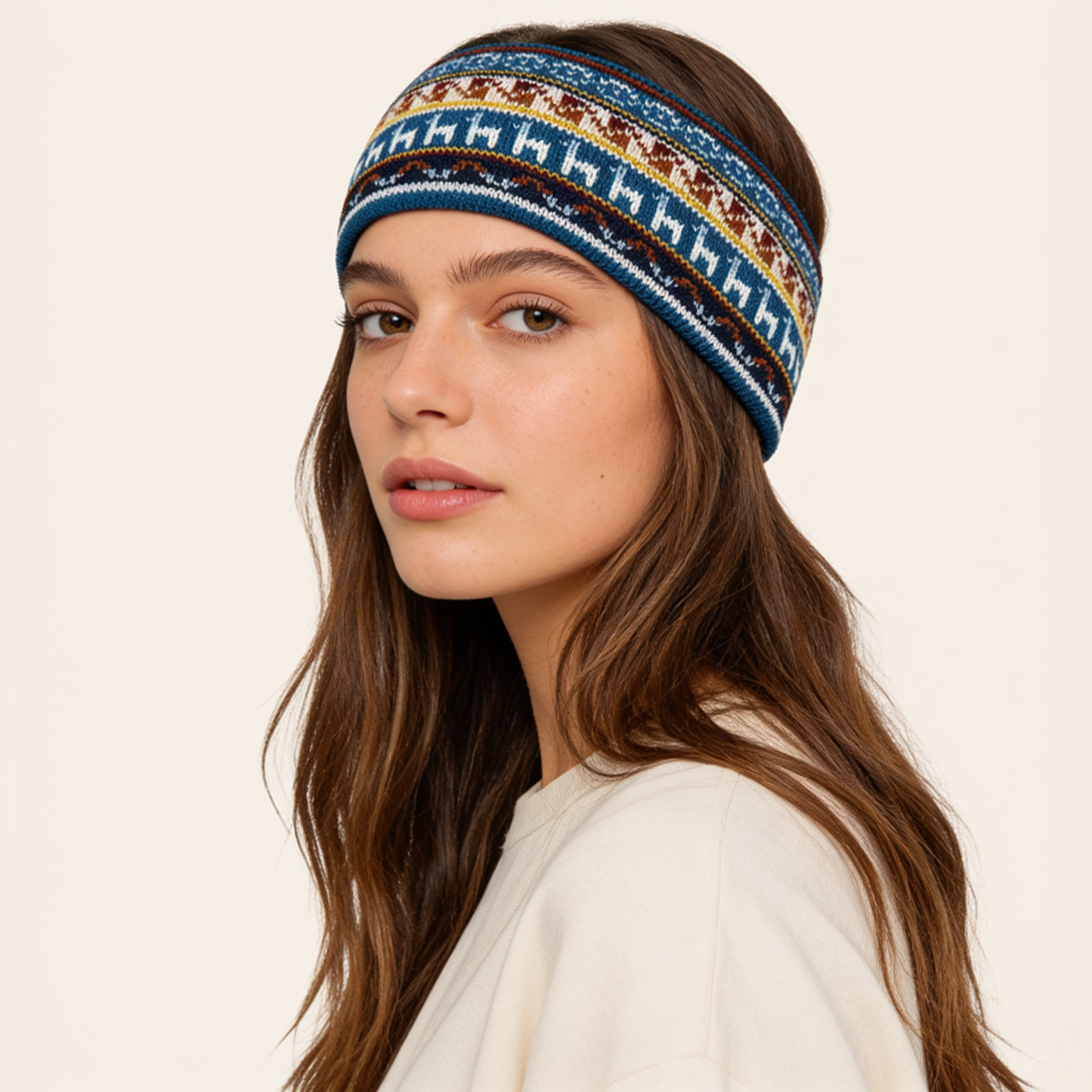 Alpaca & Cotton Headband - Blue