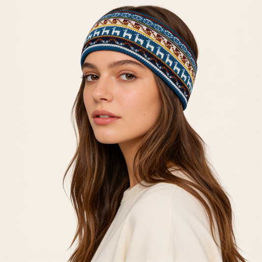 Alpaca & Cotton Headband - Blue