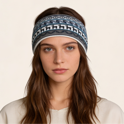 Alpaca & Cotton Headband - Grey Black
