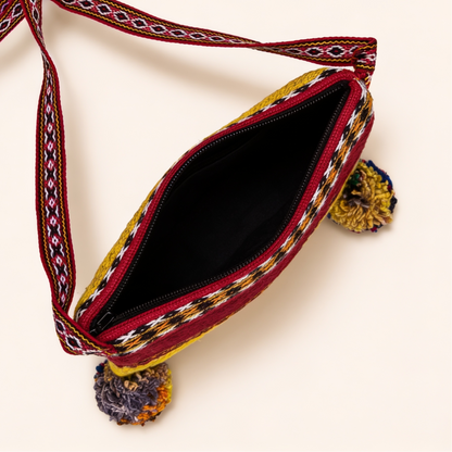 Red & Yellow Wool Crossbody Bag